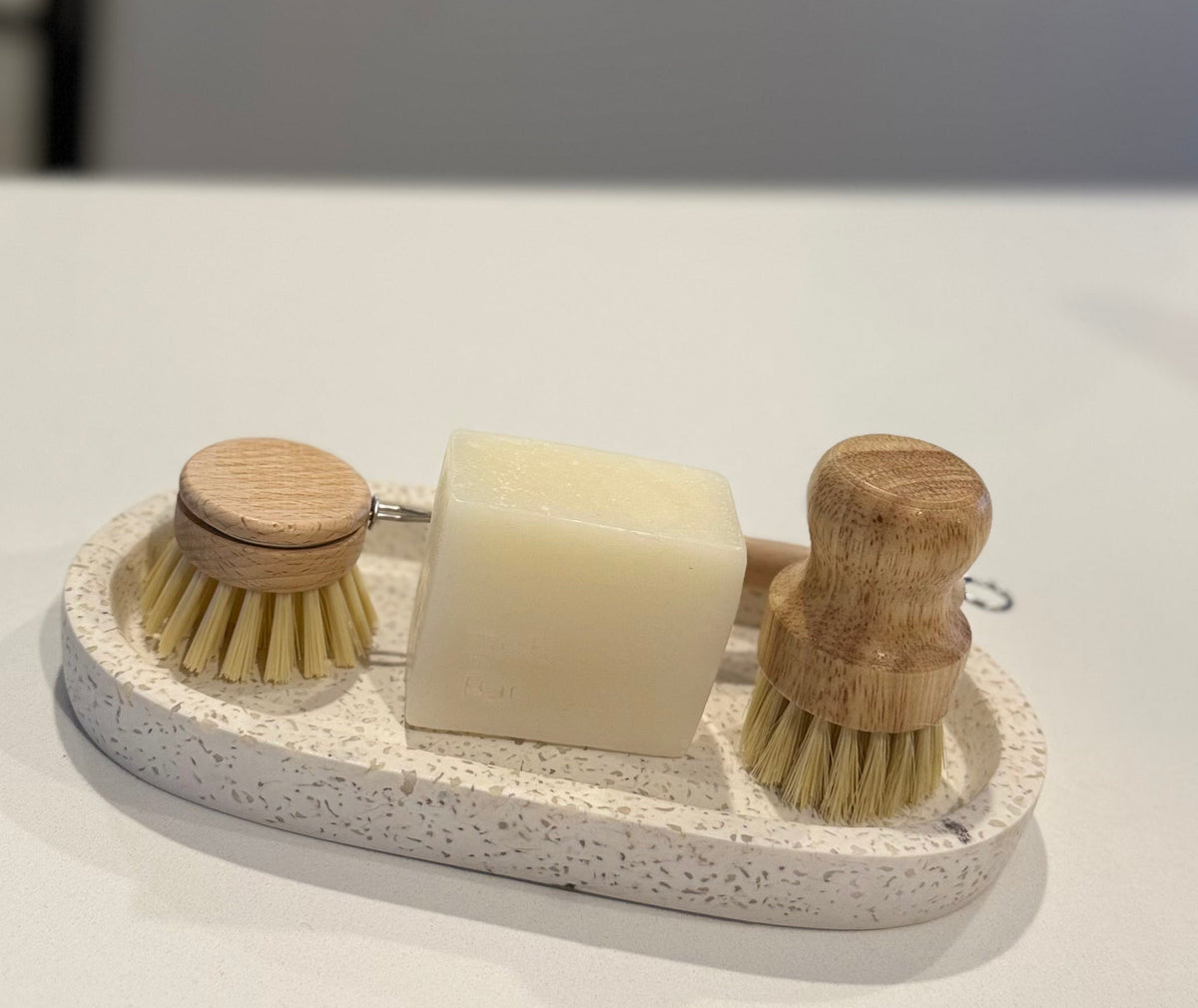 Eco Dishwashing Starter Set | Solid Dish Soap Bar+ Wooden Brush