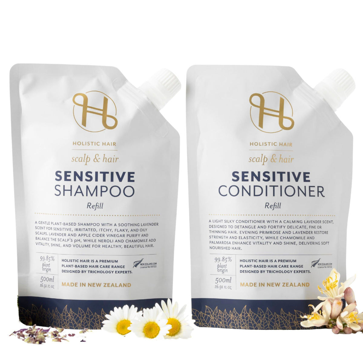 Sensitive Shampoo and Conditioner Refill Pouch Set 500ML